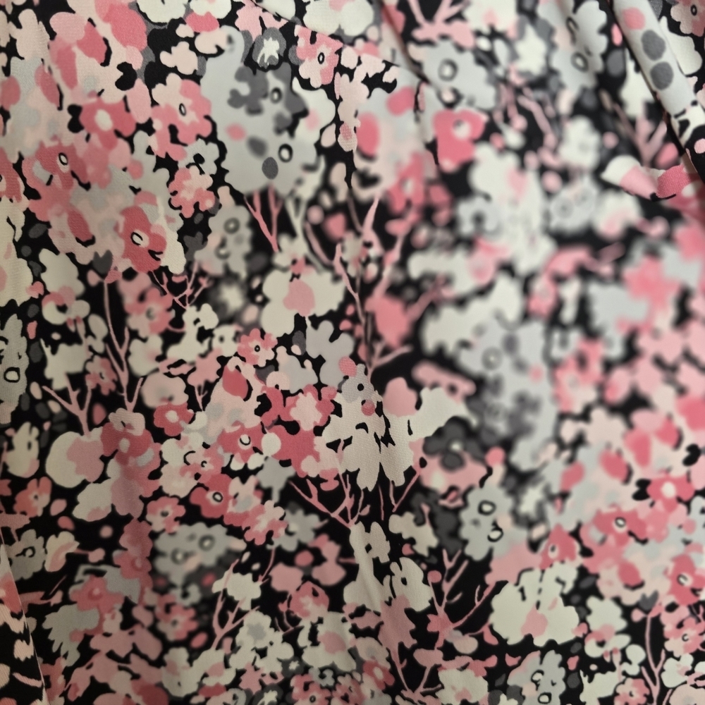 Charter Club Floral Pink White and Black Women's Faux  Wrap Top - Picture 3 of 4